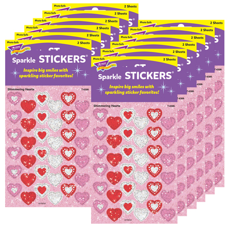 TREND ENTERPRISES Shimmering Hearts Sparkle Stickers®, PK864 T6306